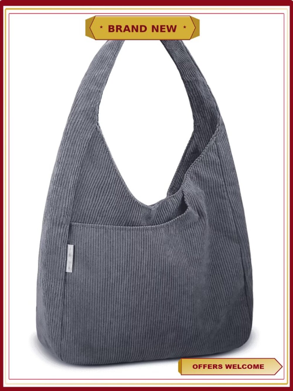 Corduroy Hobo Bag Slouchy Shoulder Purse Large Tote Handbag